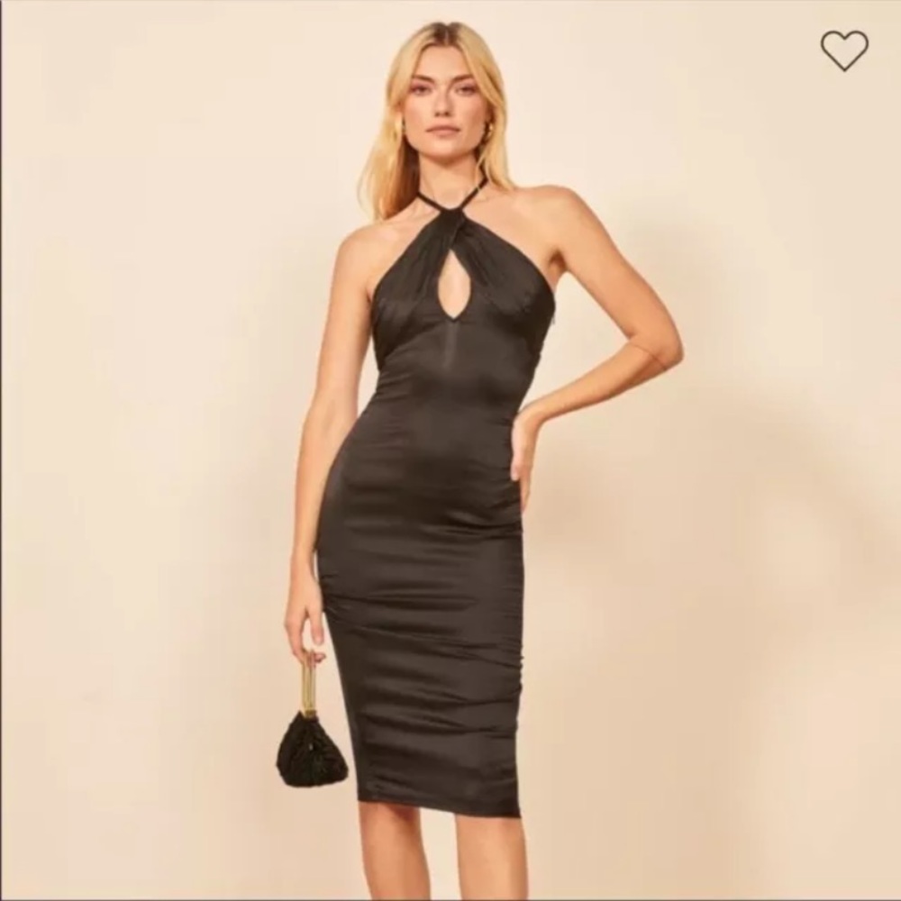Reformation Shiba Black Silk Cocktail Dress Size 6 NWT